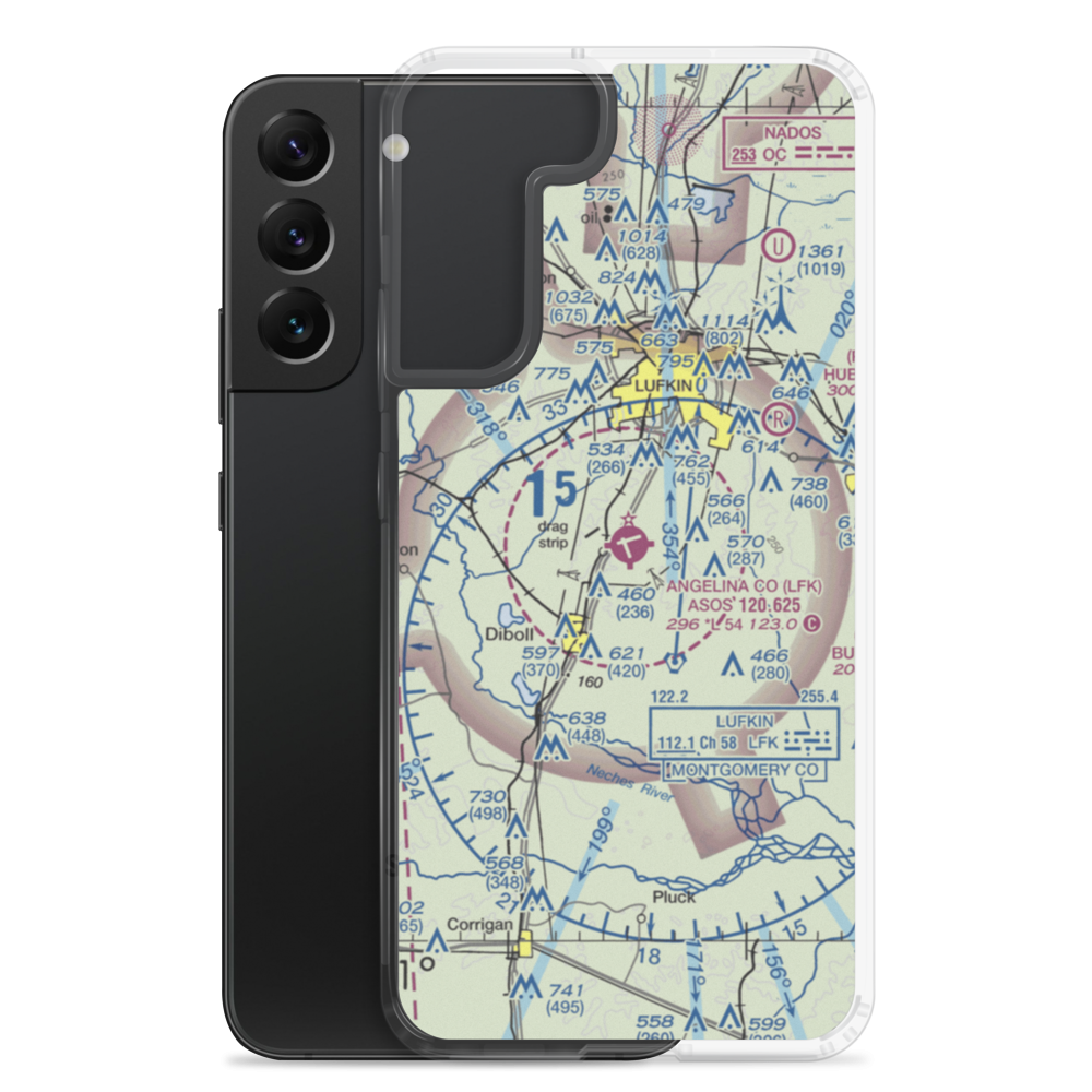 Angelina County Airport (LFK) VFR Sectional Samsung Case Samsung Galaxy S22 Plus model shown