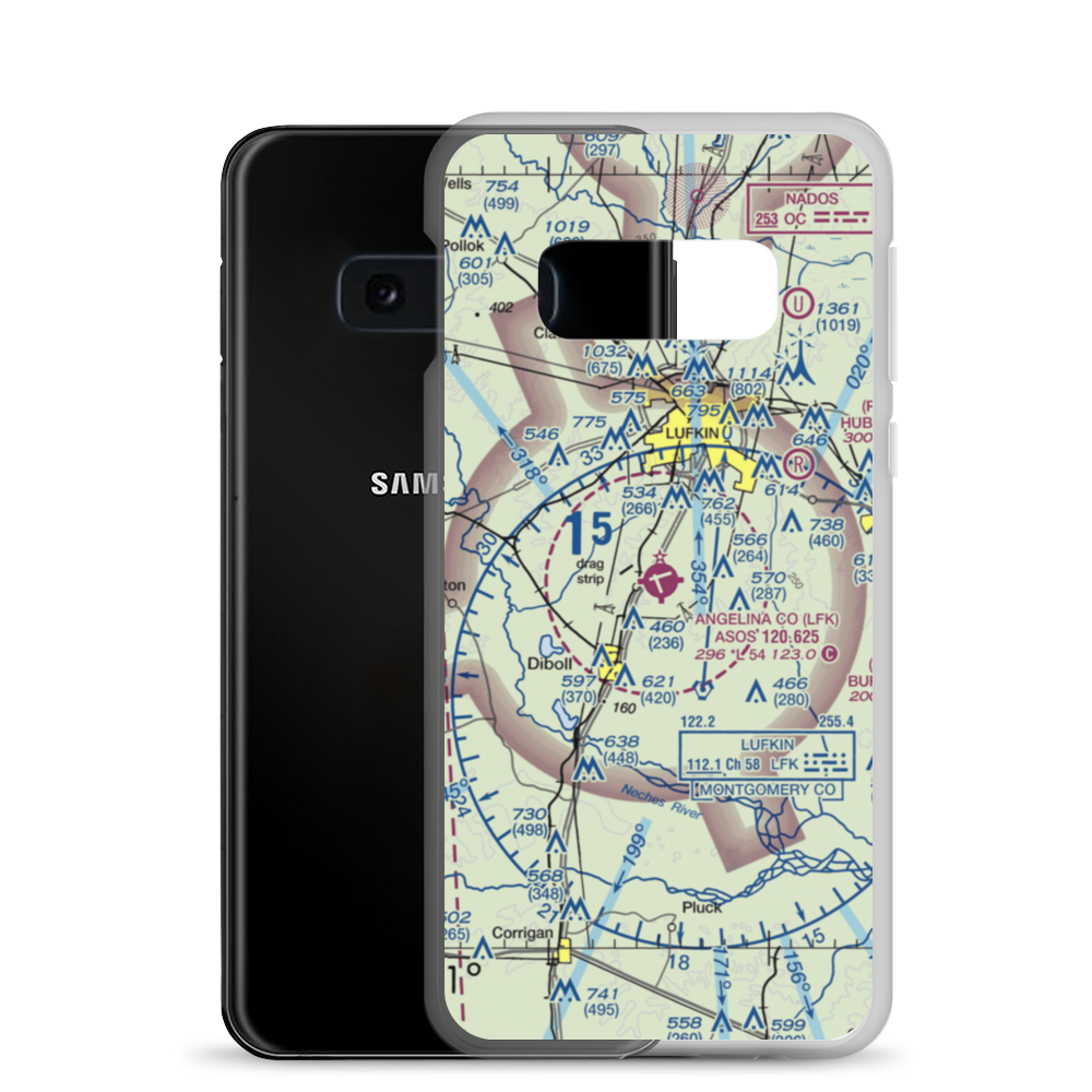 Angelina County Airport (LFK) VFR Sectional Samsung Case Samsung Galaxy S10e model shown