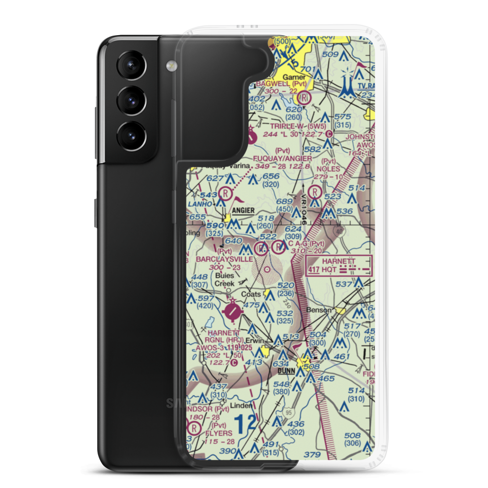 Angier (C A G Farms) Airport (87NC) VFR Sectional Samsung Case Samsung Galaxy S21 Plus model shown