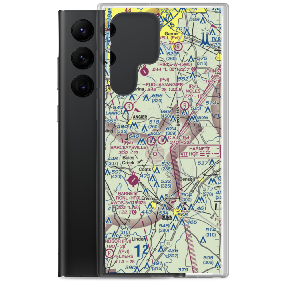 Angier (C A G Farms) Airport (87NC) VFR Sectional Samsung Case Samsung Galaxy S22 Ultra model shown
