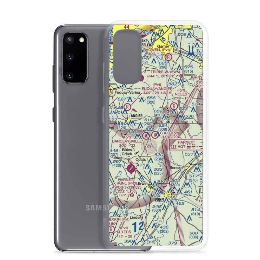 Angier (C A G Farms) Airport (87NC) VFR Sectional Samsung Case Samsung Galaxy S20 model shown