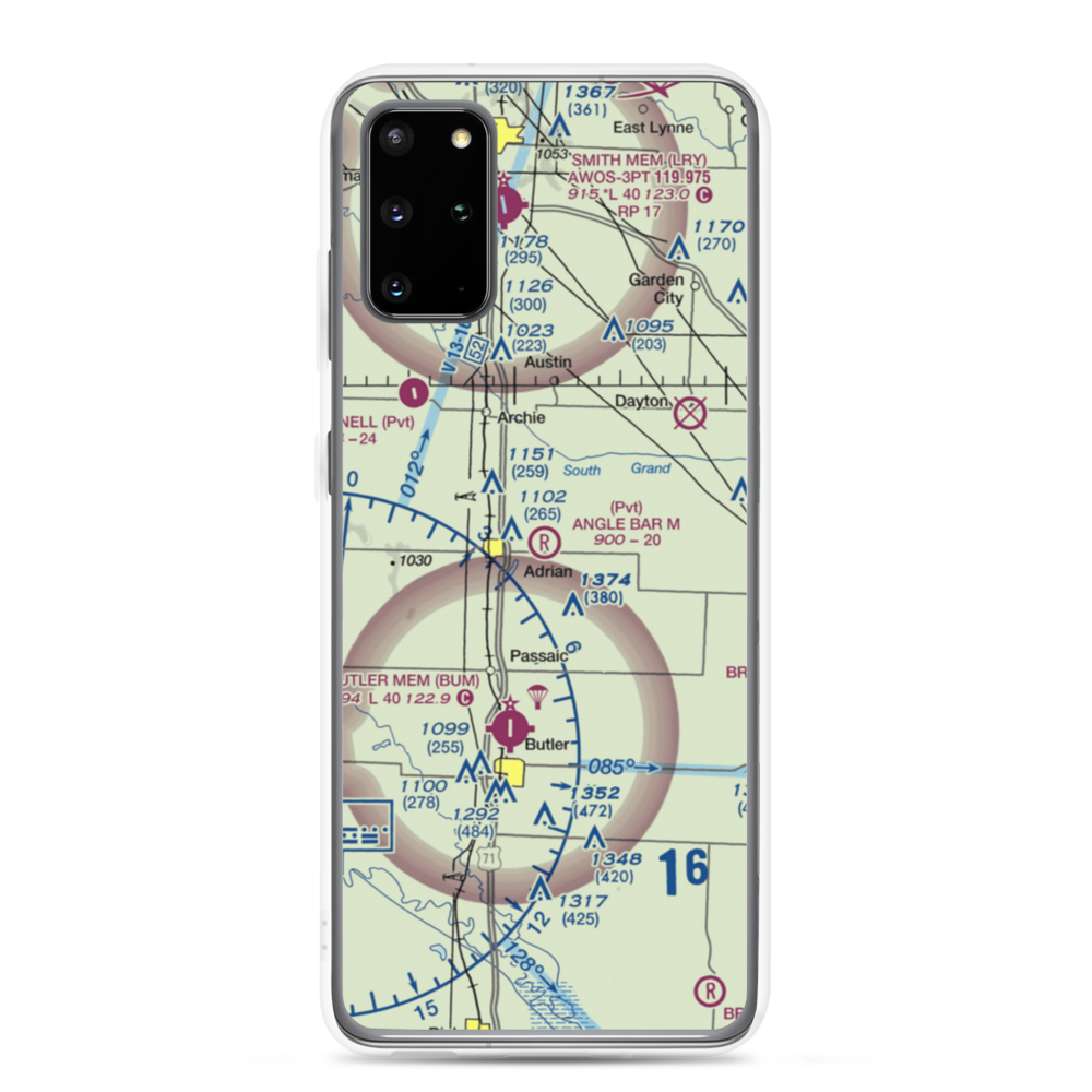 Angle Bar M Airport (MU07) VFR Sectional Samsung Case Samsung Galaxy S20 Plus model shown