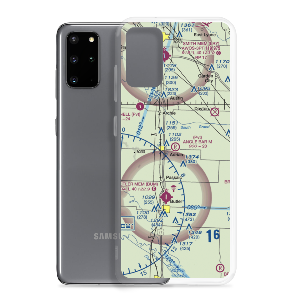 Angle Bar M Airport (MU07) VFR Sectional Samsung Case Samsung Galaxy S20 Plus model shown