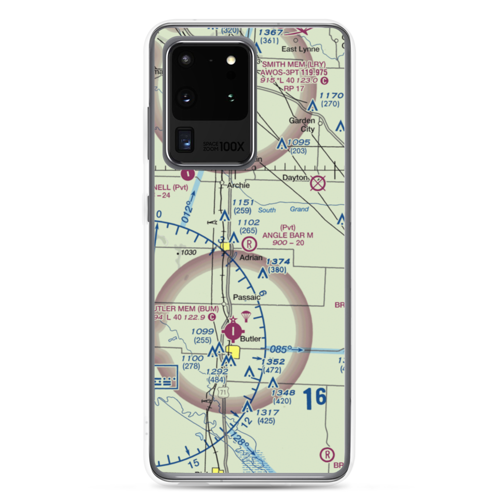 Angle Bar M Airport (MU07) VFR Sectional Samsung Case Samsung Galaxy S20 Ultra model shown