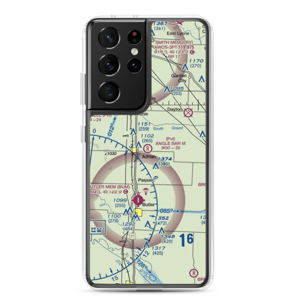Angle Bar M Airport (MU07) VFR Sectional Samsung Case Samsung Galaxy S21 Ultra model shown