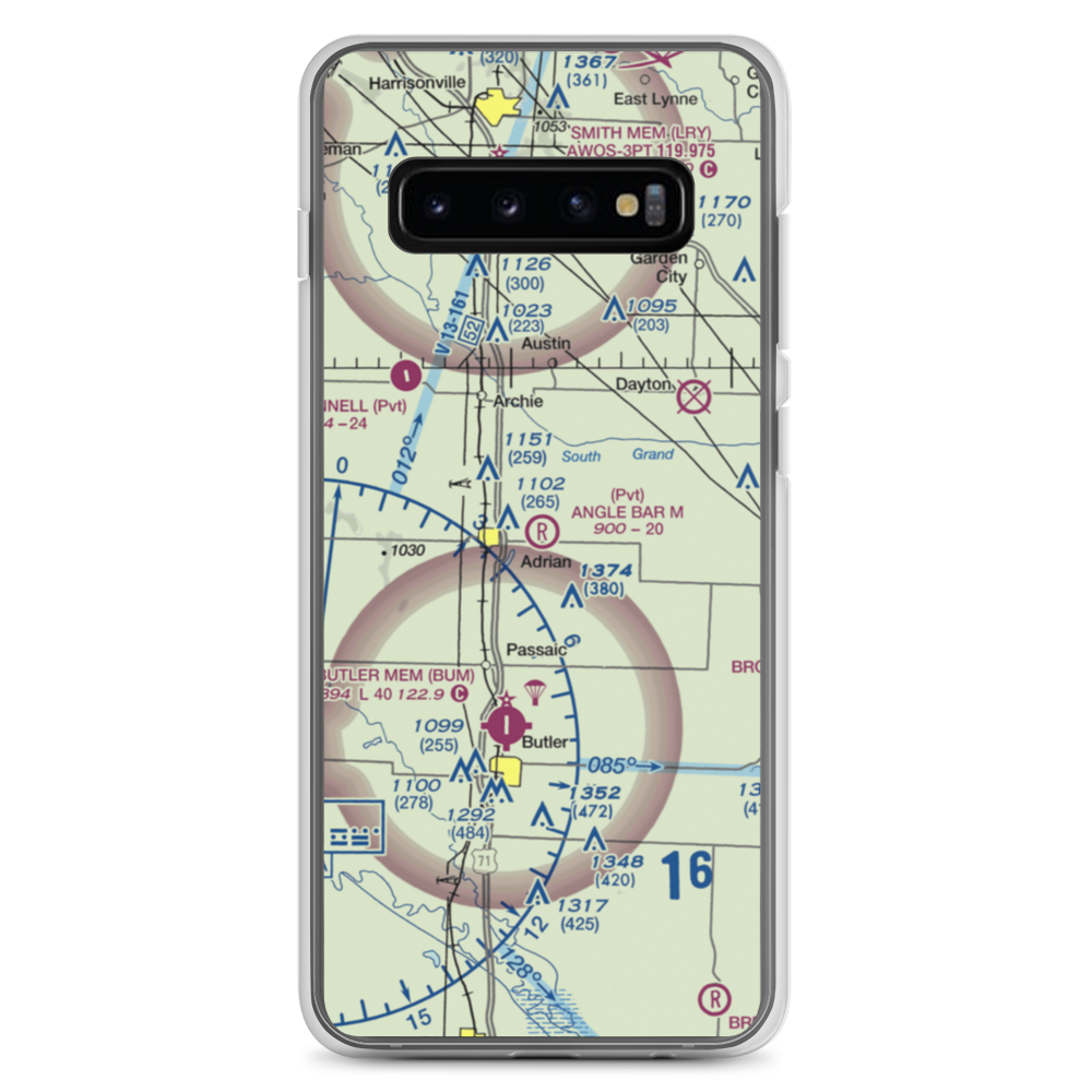 Angle Bar M Airport (MU07) VFR Sectional Samsung Case Samsung Galaxy S10+ model shown
