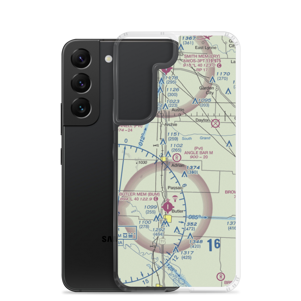 Angle Bar M Airport (MU07) VFR Sectional Samsung Case Samsung Galaxy S22 model shown
