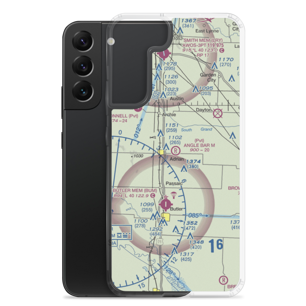 Angle Bar M Airport (MU07) VFR Sectional Samsung Case Samsung Galaxy S22 Plus model shown
