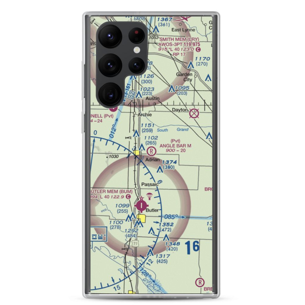 Angle Bar M Airport (MU07) VFR Sectional Samsung Case Samsung Galaxy S22 Ultra model shown