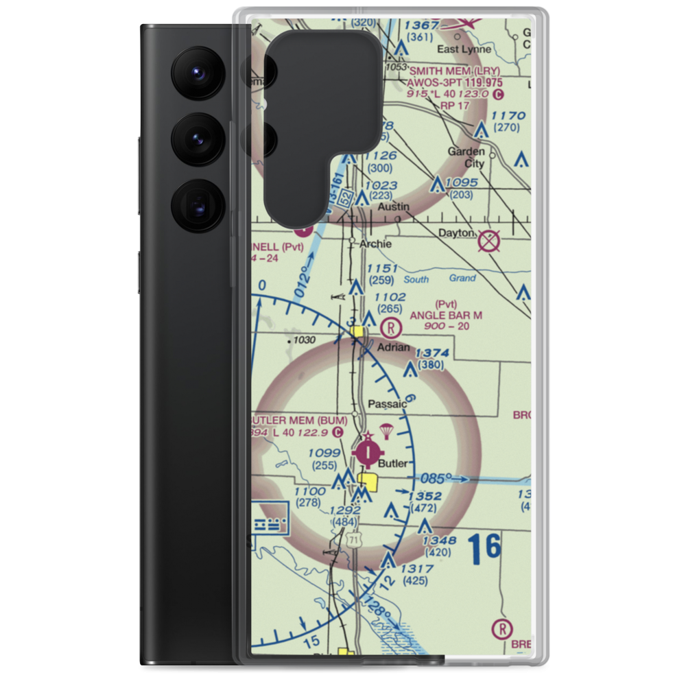 Angle Bar M Airport (MU07) VFR Sectional Samsung Case Samsung Galaxy S22 Ultra model shown
