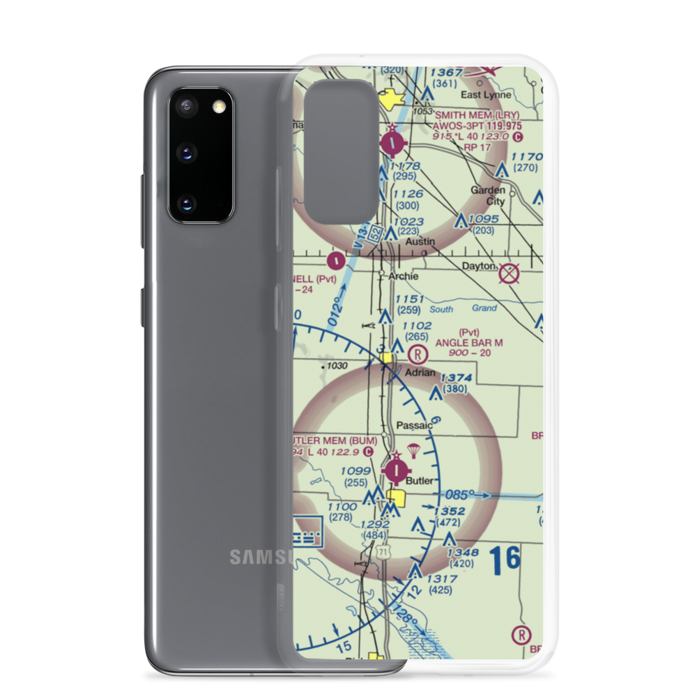 Angle Bar M Airport (MU07) VFR Sectional Samsung Case Samsung Galaxy S20 model shown
