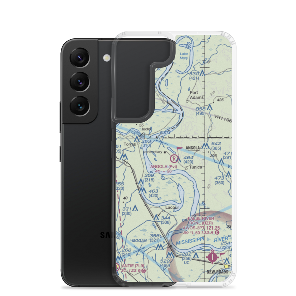 Angola Airstrip (LA67) VFR Sectional Samsung Case Samsung Galaxy S22 model shown