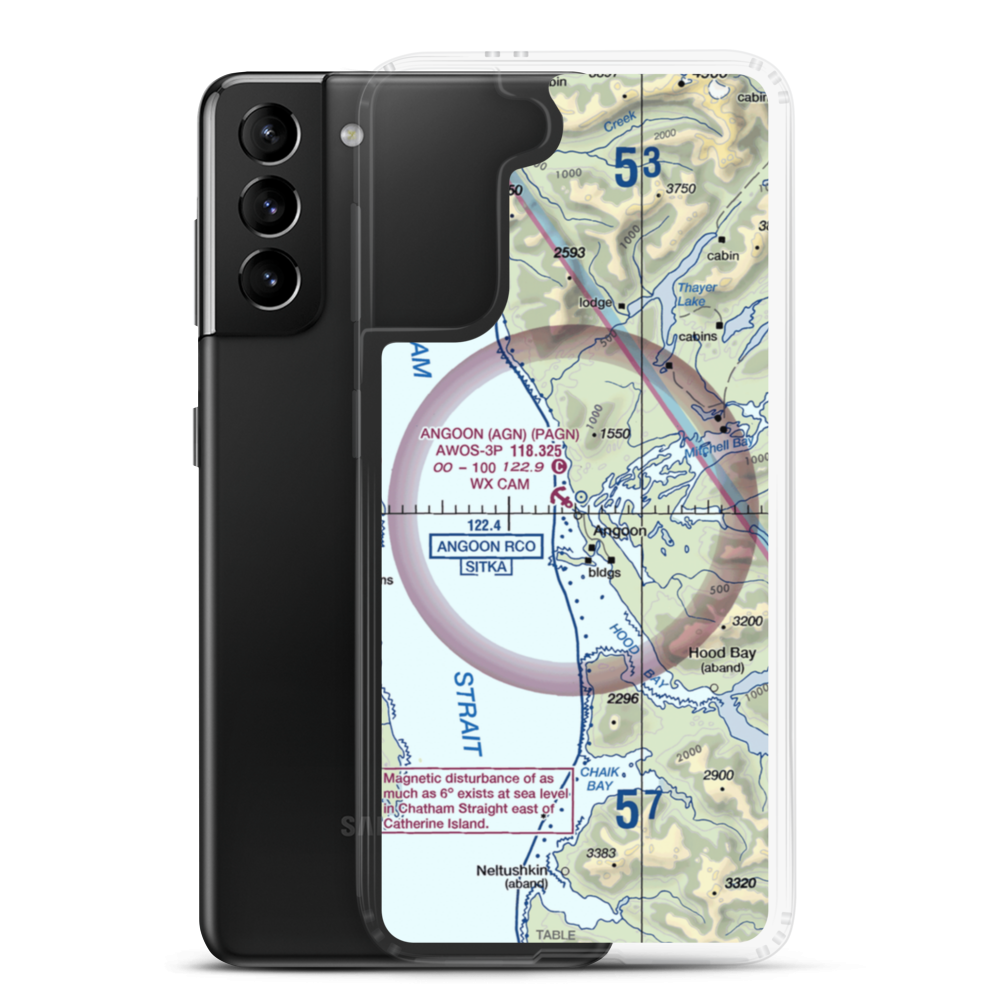 Angoon Seaplane Base (AGN) VFR Sectional Samsung Case Samsung Galaxy S21 Plus model shown