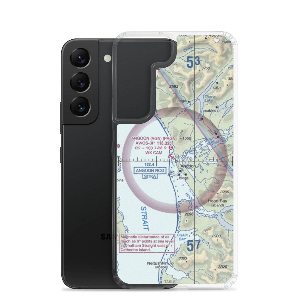 Angoon Seaplane Base (AGN) VFR Sectional Samsung Case Samsung Galaxy S22 model shown