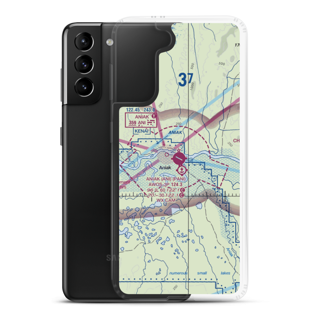 Aniak Airport (ANI) VFR Sectional Samsung Case Samsung Galaxy S21 Plus model shown