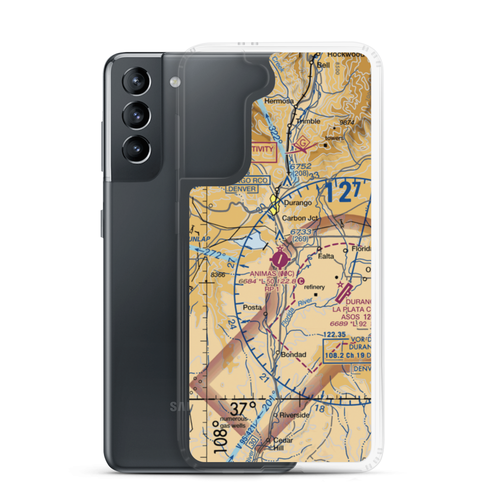 Animas Air Park (00C) VFR Sectional Samsung Case Samsung Galaxy S21 model shown