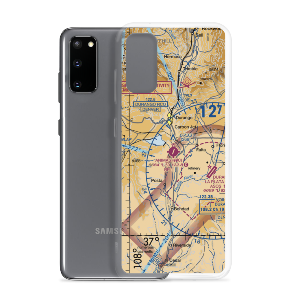 Animas Air Park (00C) VFR Sectional Samsung Case Samsung Galaxy S20 model shown