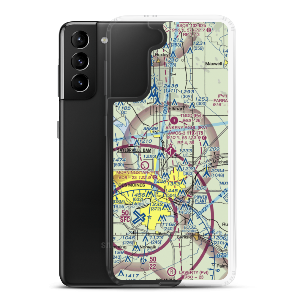 Ankeny Regional Airport (IKV) VFR Sectional Samsung Case Samsung Galaxy S21 Plus model shown