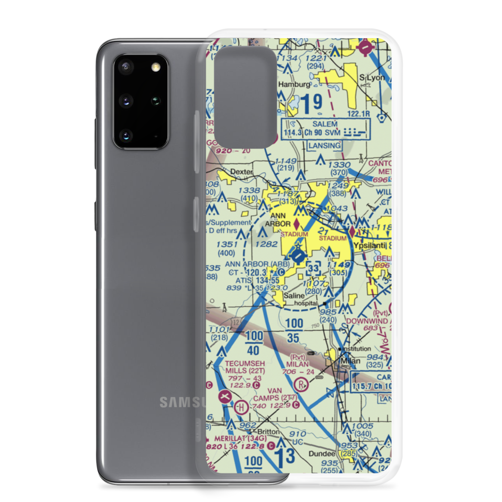 Ann Arbor Municipal Airport (ARB) VFR Sectional Samsung Case Samsung Galaxy S20 Plus model shown