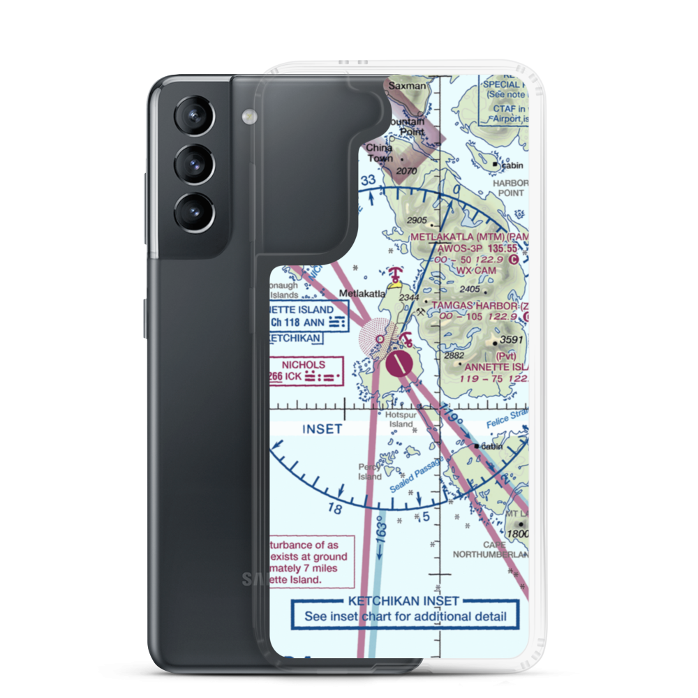 Annette Island Airport (ANN) VFR Sectional Samsung Case Samsung Galaxy S21 model shown