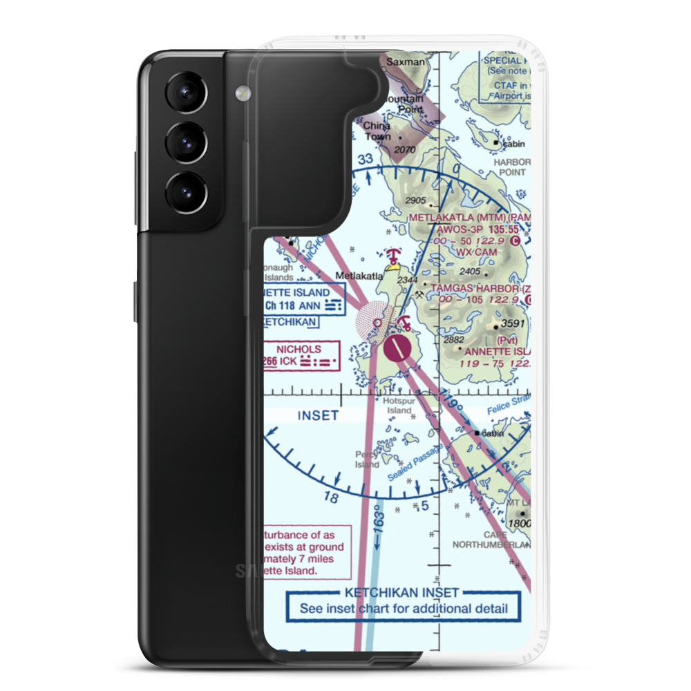 Annette Island Airport (ANN) VFR Sectional Samsung Case Samsung Galaxy S21 Plus model shown