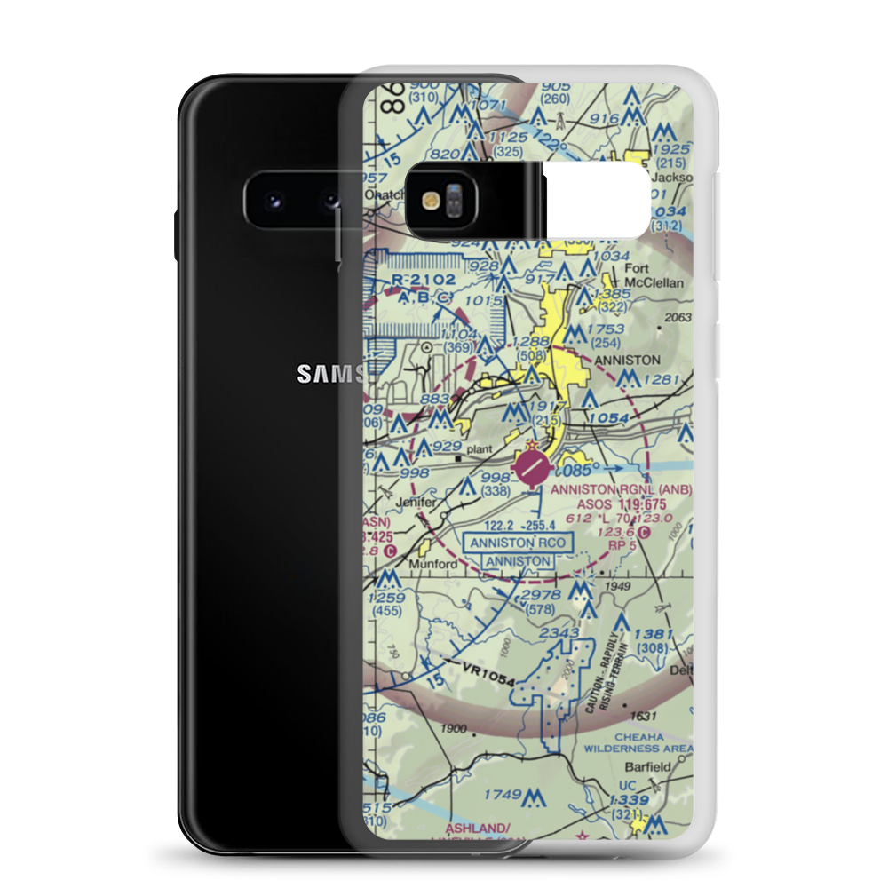 Anniston Regional Airport (ANB) VFR Sectional Samsung Case Samsung Galaxy S10 model shown