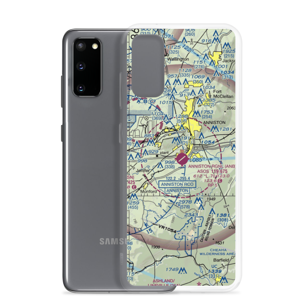 Anniston Regional Airport (ANB) VFR Sectional Samsung Case Samsung Galaxy S20 model shown