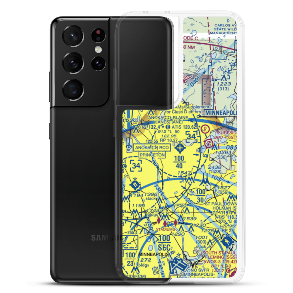Anoka County-Blaine (Janes Field) Airport (ANE) VFR Sectional Samsung Case Samsung Galaxy S21 Ultra model shown