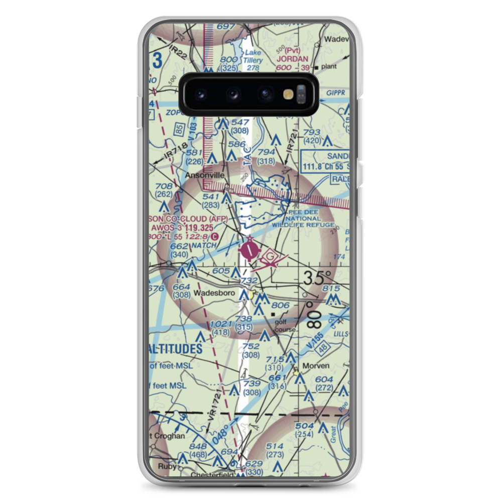 Anson County Airport - Jeff Cloud Field (AFP) VFR Sectional Samsung Case Samsung Galaxy S10+ model shown