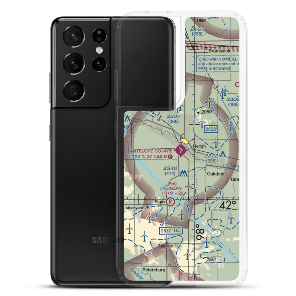 Antelope County Airport (4V9) VFR Sectional Samsung Case Samsung Galaxy S21 Ultra model shown