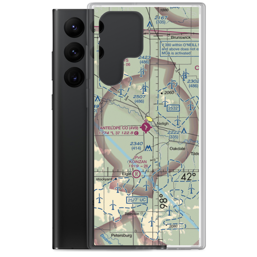 Antelope County Airport (4V9) VFR Sectional Samsung Case Samsung Galaxy S22 Ultra model shown