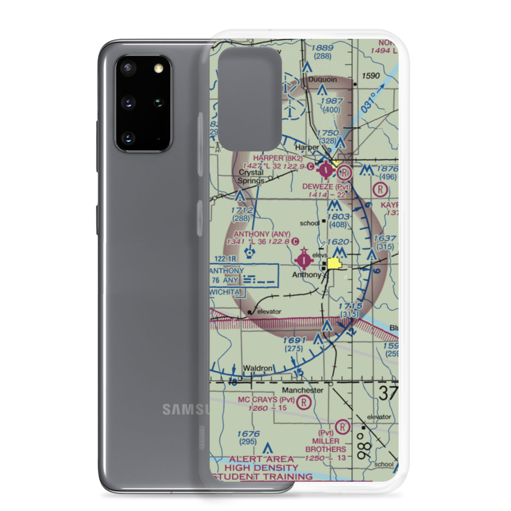 Anthony Municipal Airport (ANY) VFR Sectional Samsung Case Samsung Galaxy S20 Plus model shown