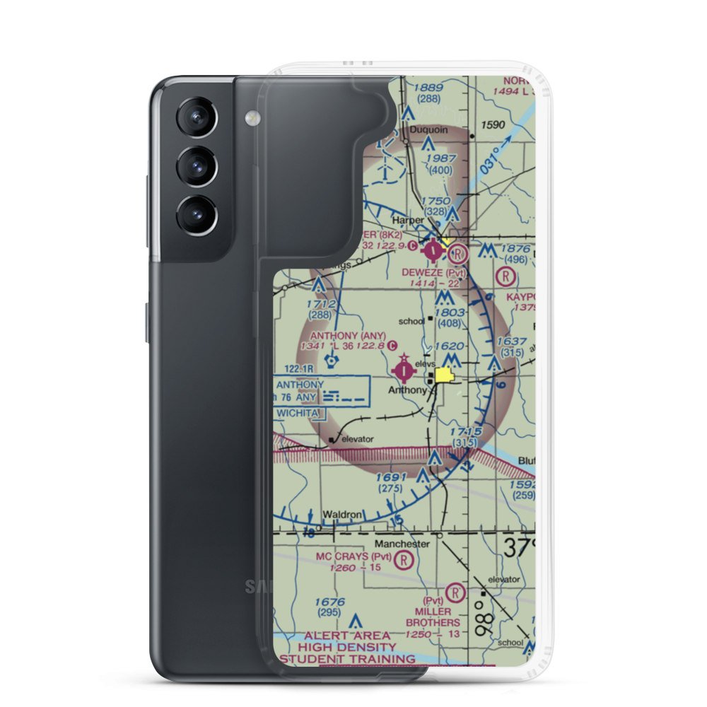 Anthony Municipal Airport (ANY) VFR Sectional Samsung Case Samsung Galaxy S21 model shown
