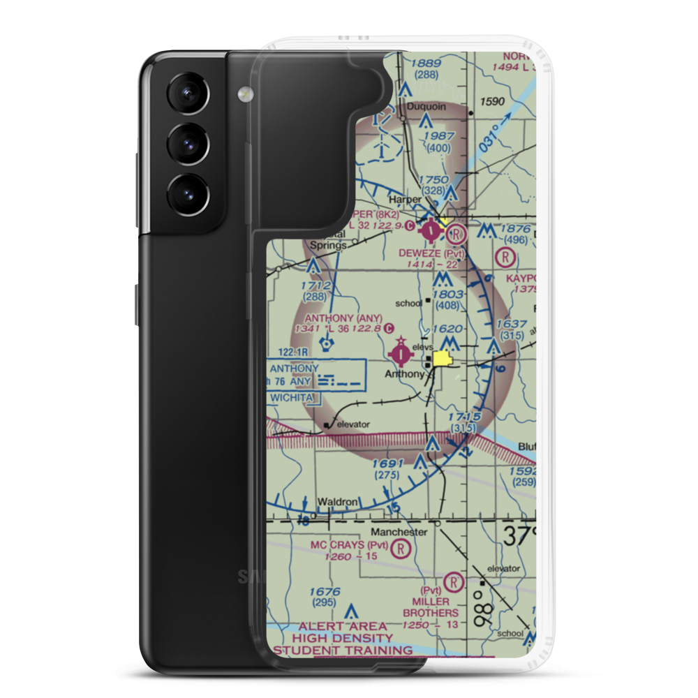 Anthony Municipal Airport (ANY) VFR Sectional Samsung Case Samsung Galaxy S21 Plus model shown