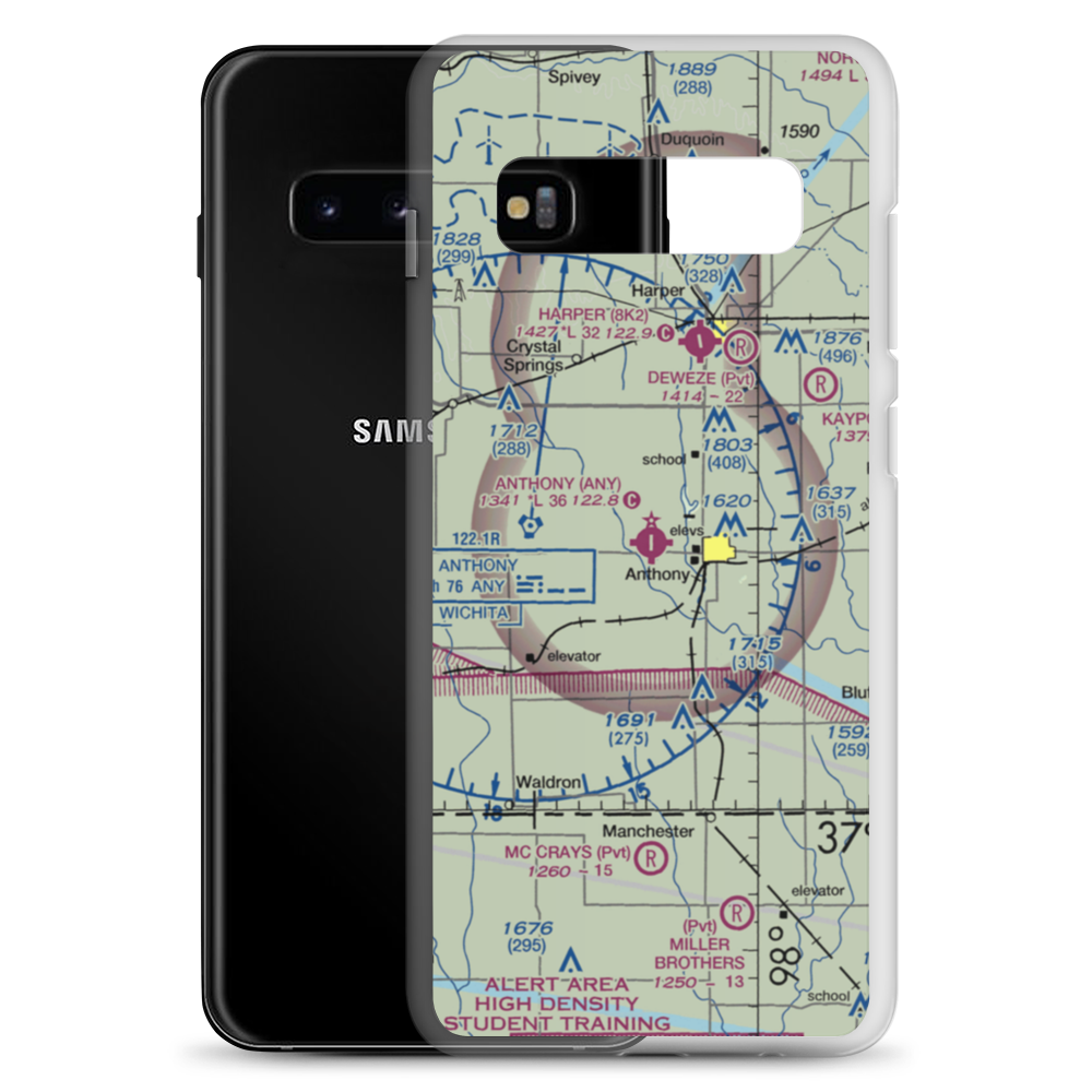 Anthony Municipal Airport (ANY) VFR Sectional Samsung Case Samsung Galaxy S10+ model shown