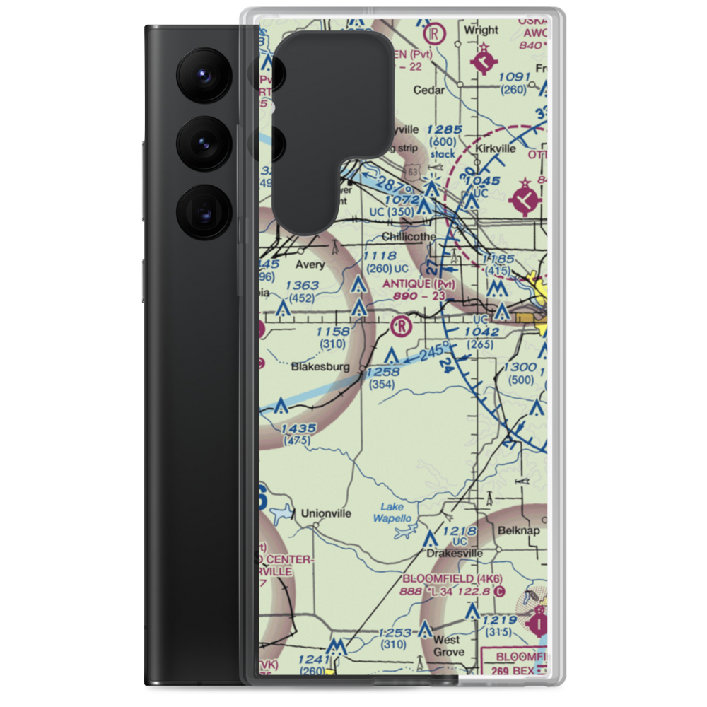 Antique Airfield (IA27) VFR Sectional Samsung Case Samsung Galaxy S22 Ultra model shown