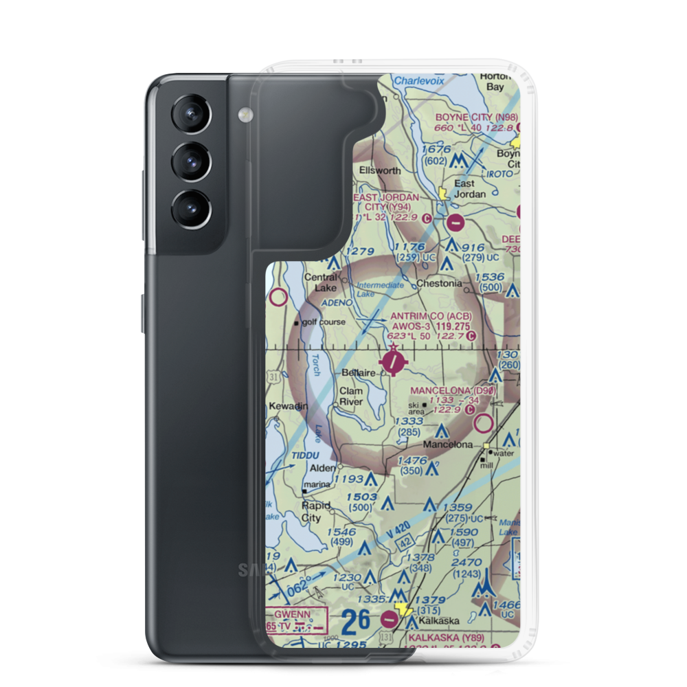 Antrim County Airport (ACB) VFR Sectional Samsung Case Samsung Galaxy S21 model shown