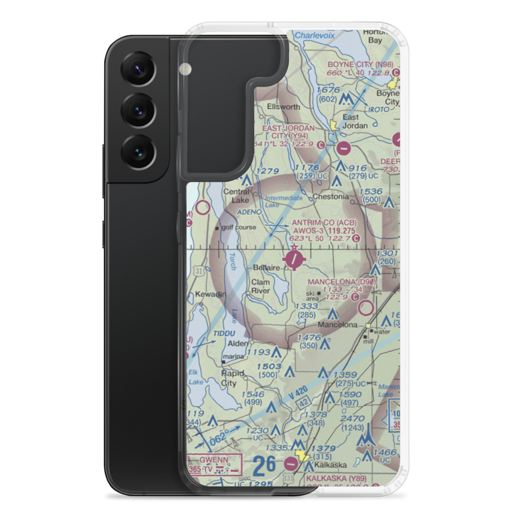 Antrim County Airport (ACB) VFR Sectional Samsung Case Samsung Galaxy S22 Plus model shown