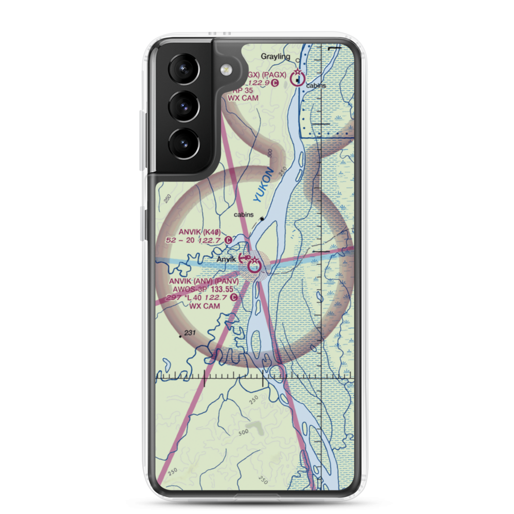 Anvik Airport (ANV) VFR Sectional Samsung Case Samsung Galaxy S21 Plus model shown