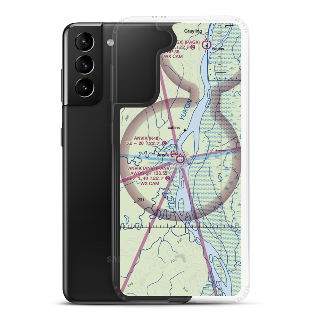 Anvik Airport (ANV) VFR Sectional Samsung Case Samsung Galaxy S21 Plus model shown