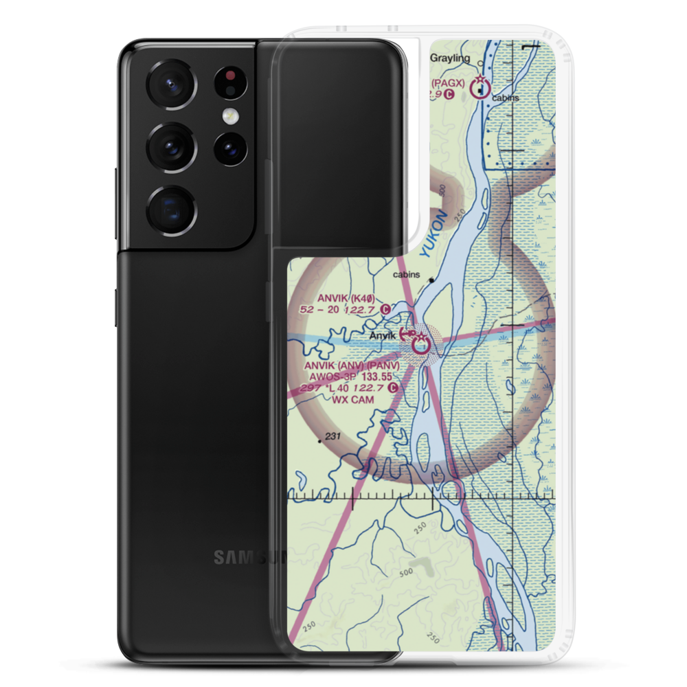 Anvik Airport (ANV) VFR Sectional Samsung Case Samsung Galaxy S21 Ultra model shown