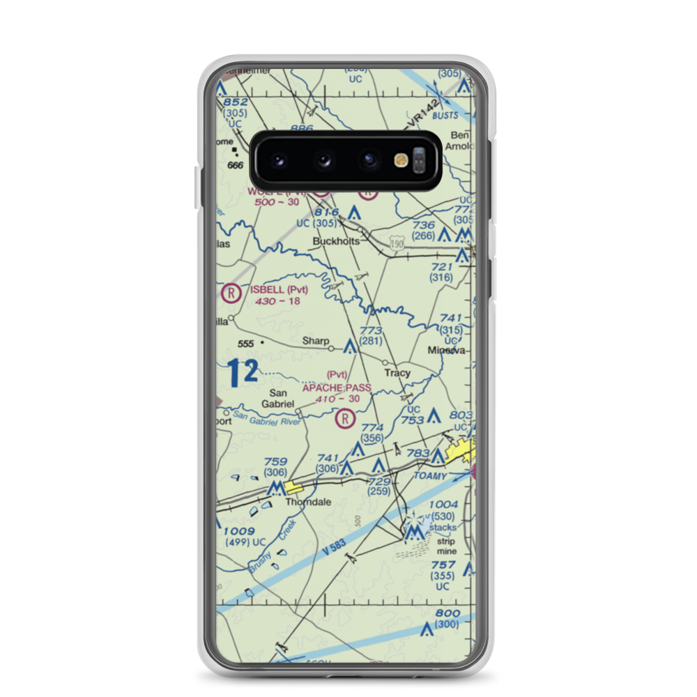 Apache Pass Airport (4XA4) VFR Sectional Samsung Case Samsung Galaxy S10 model shown