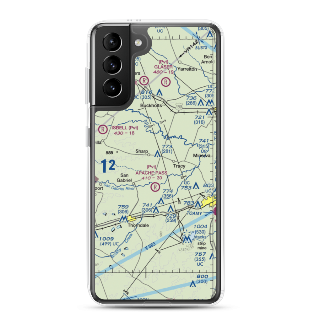 Apache Pass Airport (4XA4) VFR Sectional Samsung Case Samsung Galaxy S21 Plus model shown