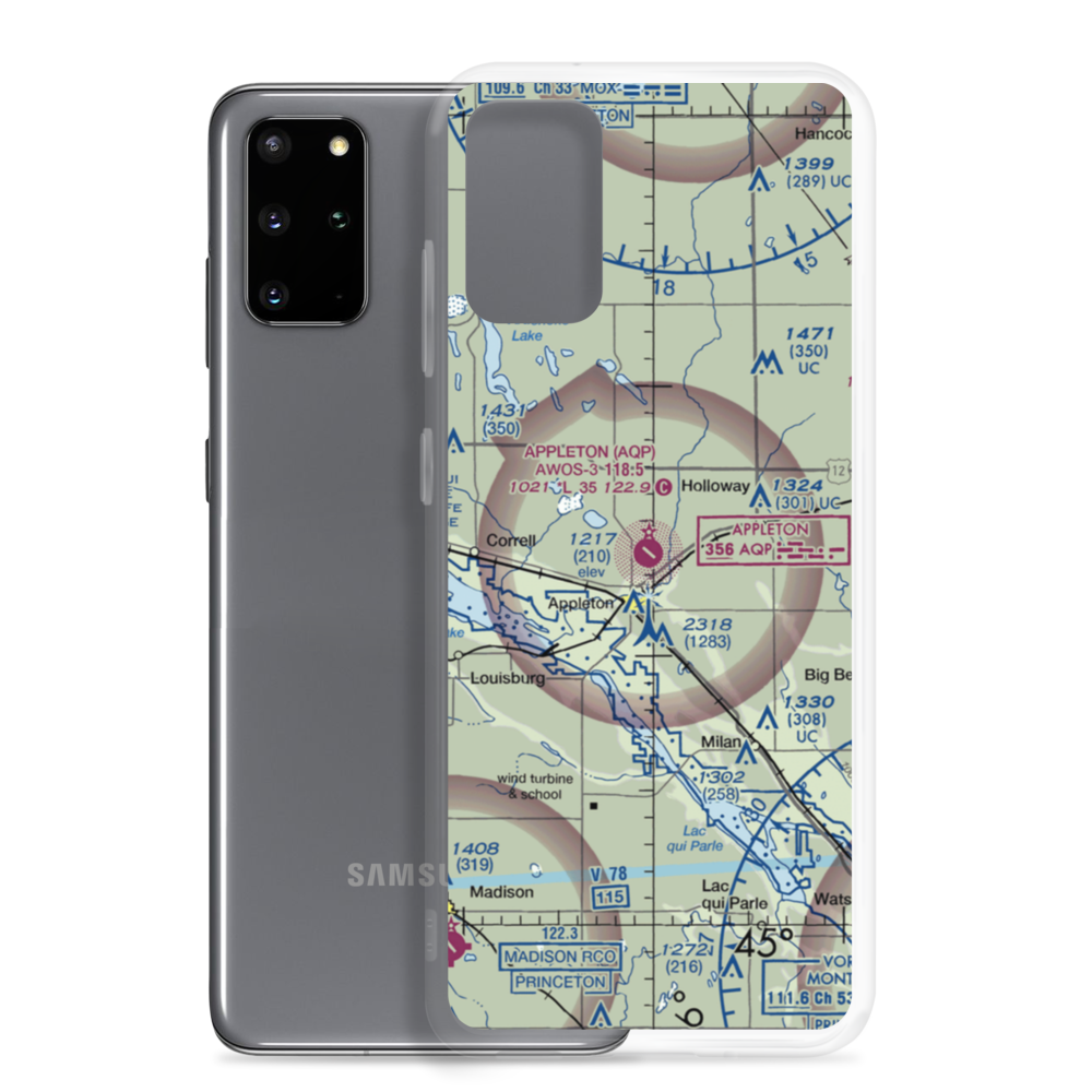 Appleton Municipal Airport (AQP) VFR Sectional Samsung Case Samsung Galaxy S20 Plus model shown