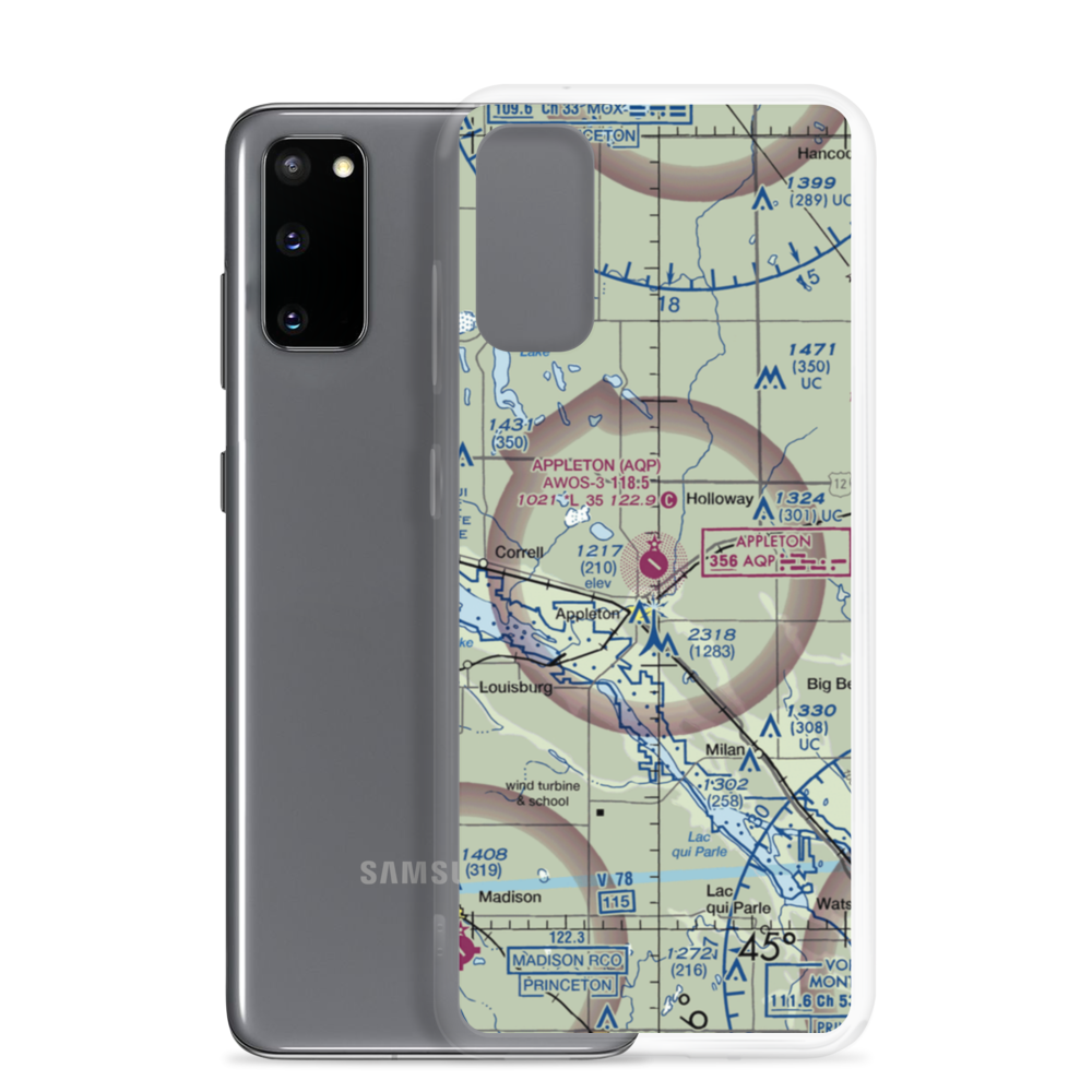 Appleton Municipal Airport (AQP) VFR Sectional Samsung Case Samsung Galaxy S20 model shown