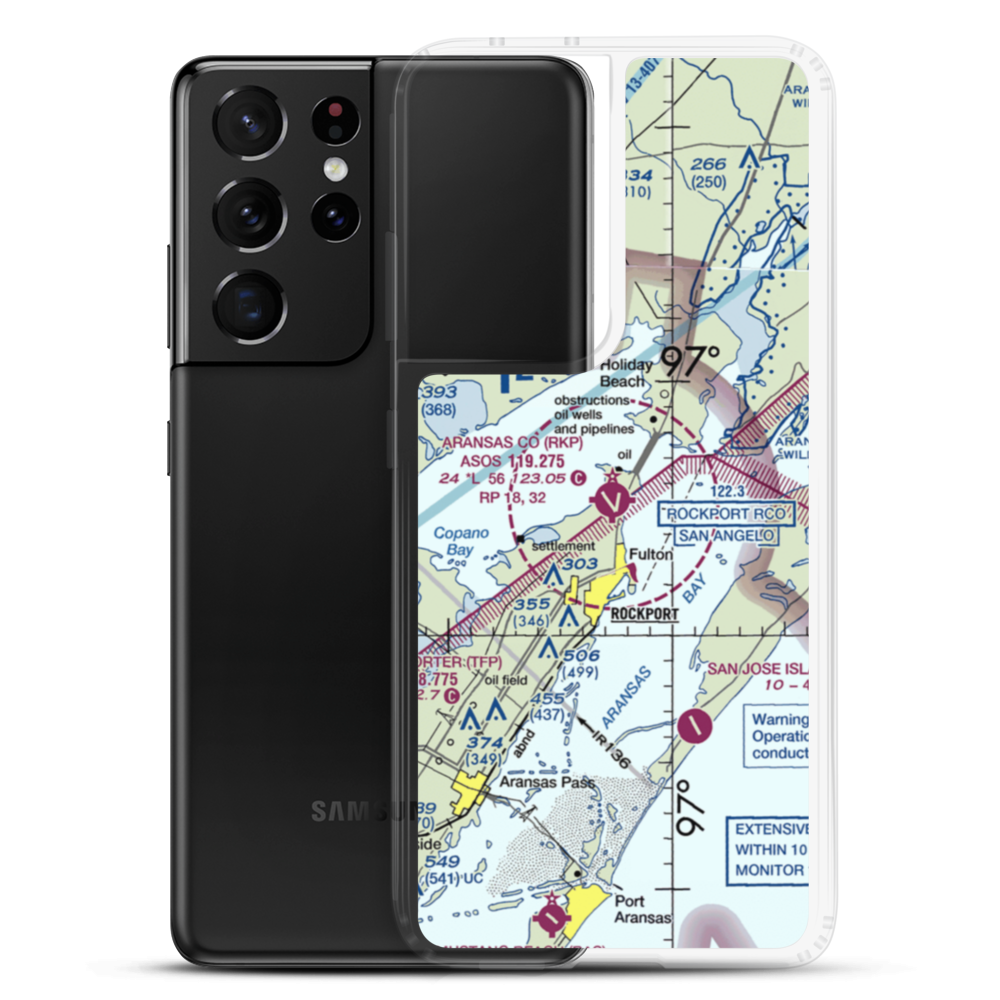 Aransas County Airport (RKP) VFR Sectional Samsung Case Samsung Galaxy S21 Ultra model shown