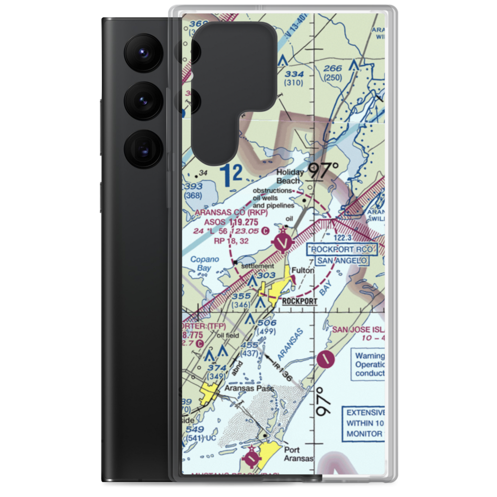 Aransas County Airport (RKP) VFR Sectional Samsung Case Samsung Galaxy S22 Ultra model shown