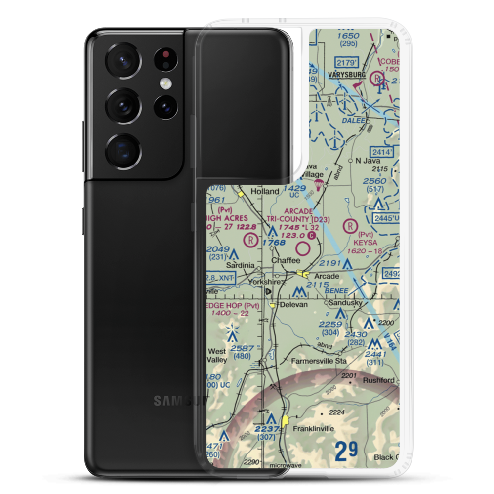 Arcade Tri County Airport (D23) VFR Sectional Samsung Case Samsung Galaxy S21 Ultra model shown