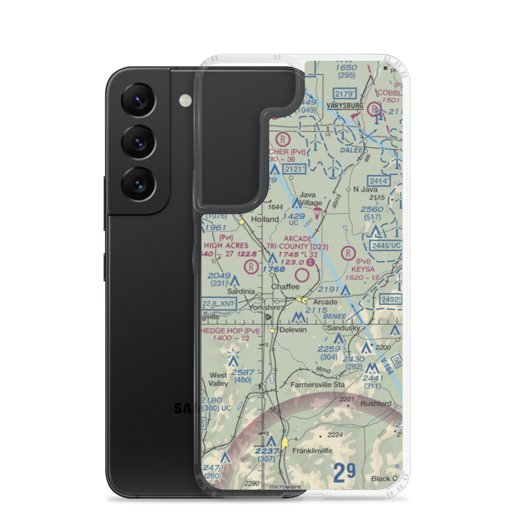 Arcade Tri County Airport (D23) VFR Sectional Samsung Case Samsung Galaxy S22 model shown