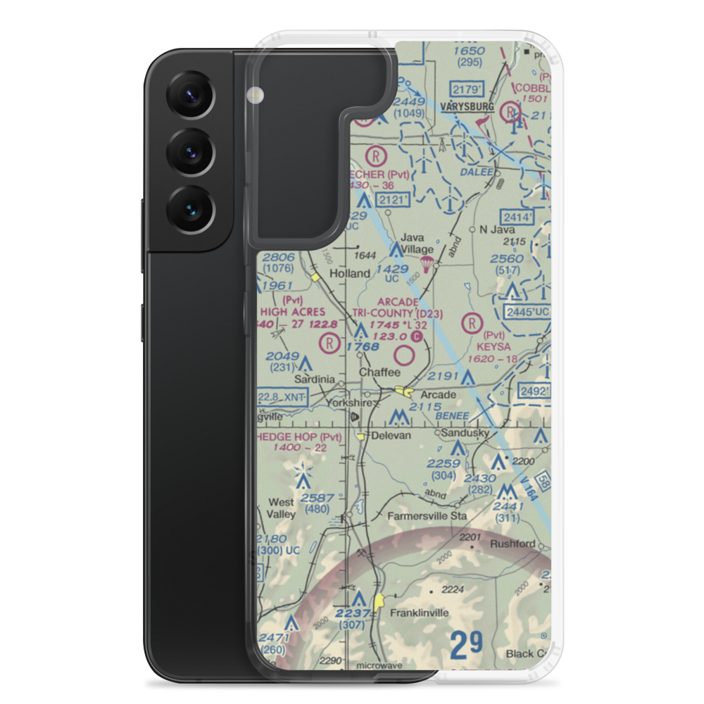 Arcade Tri County Airport (D23) VFR Sectional Samsung Case Samsung Galaxy S22 Plus model shown